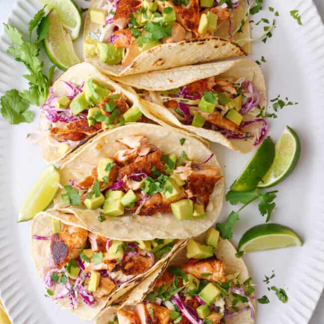 Salmon tacos recipe.
