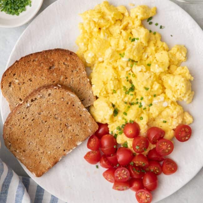 Scrambled eggs with cottage cheese recipe.
