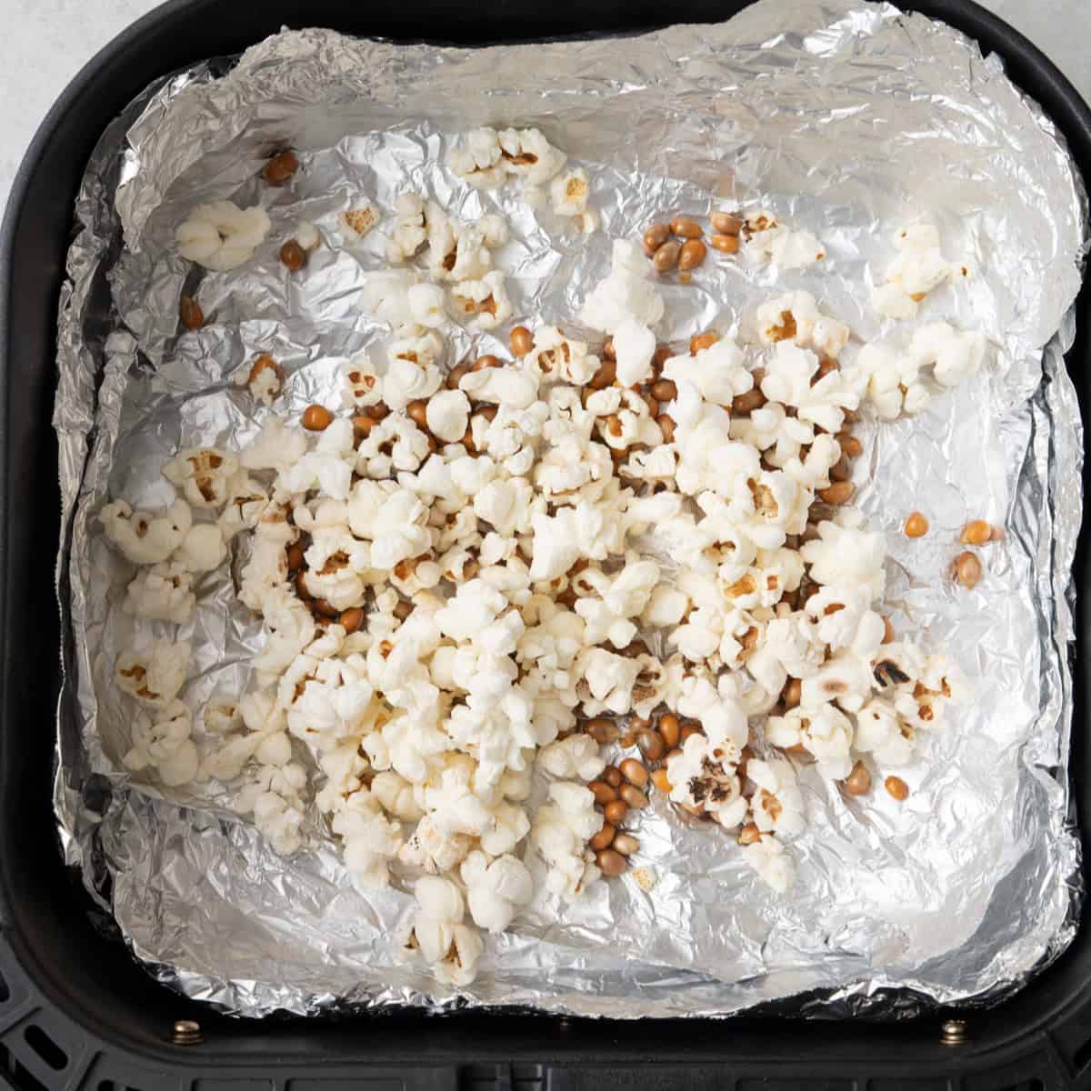 Partially popped popcorn.