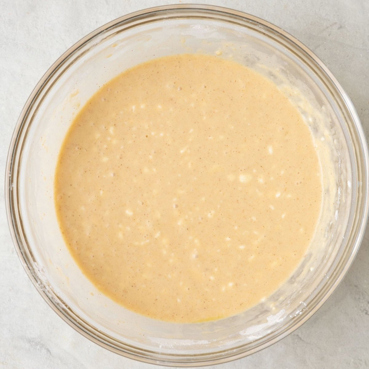 After everything combined and batter rests.