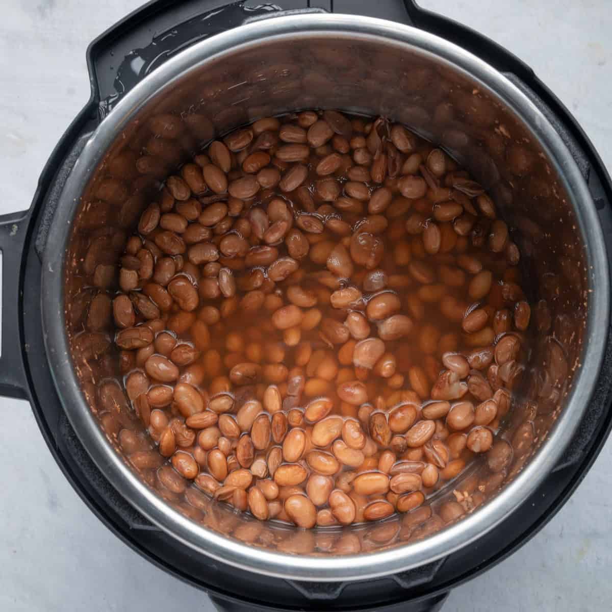 Beans after soaking in a pressure cooker.