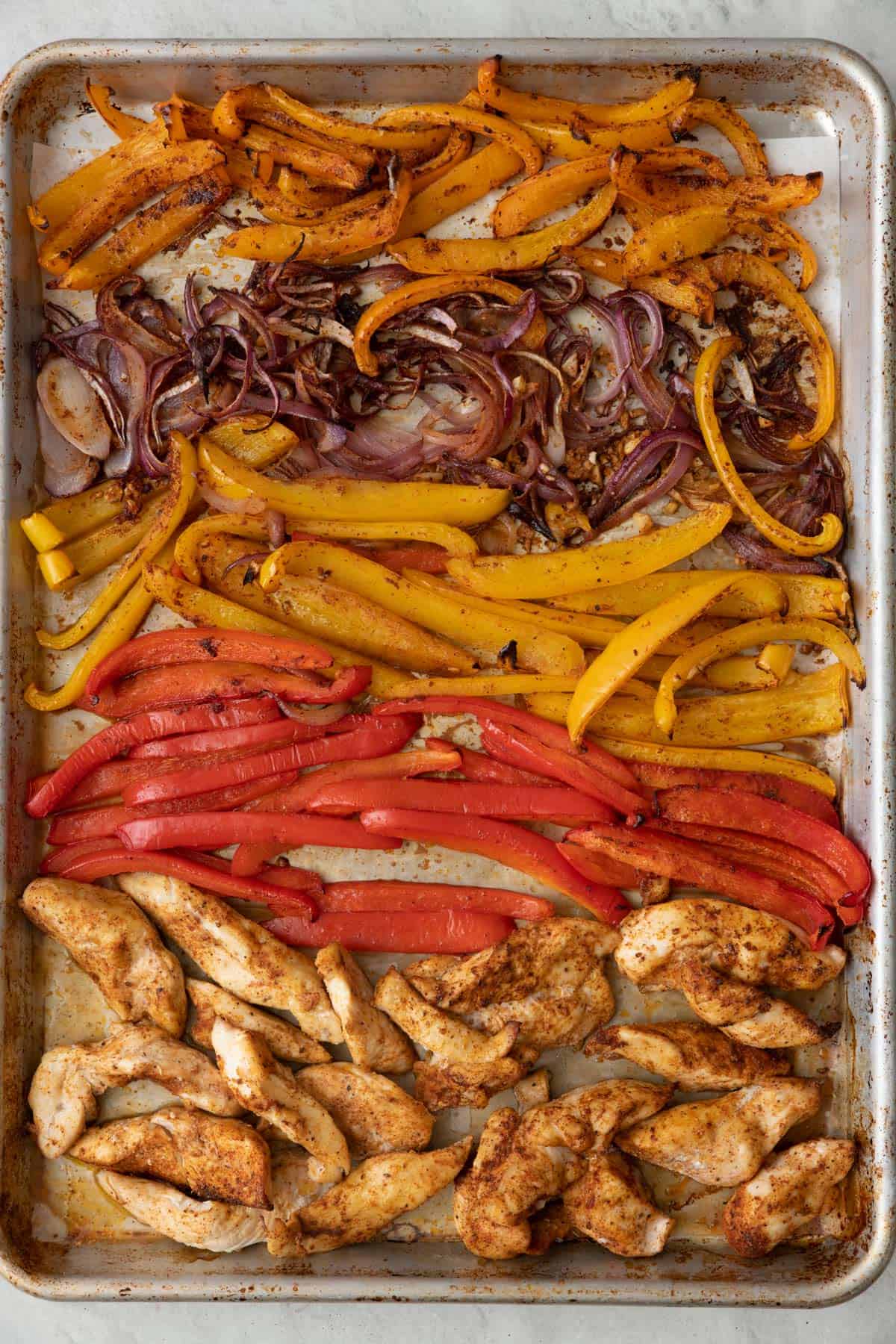 After cooking recipe on a sheet pan.
