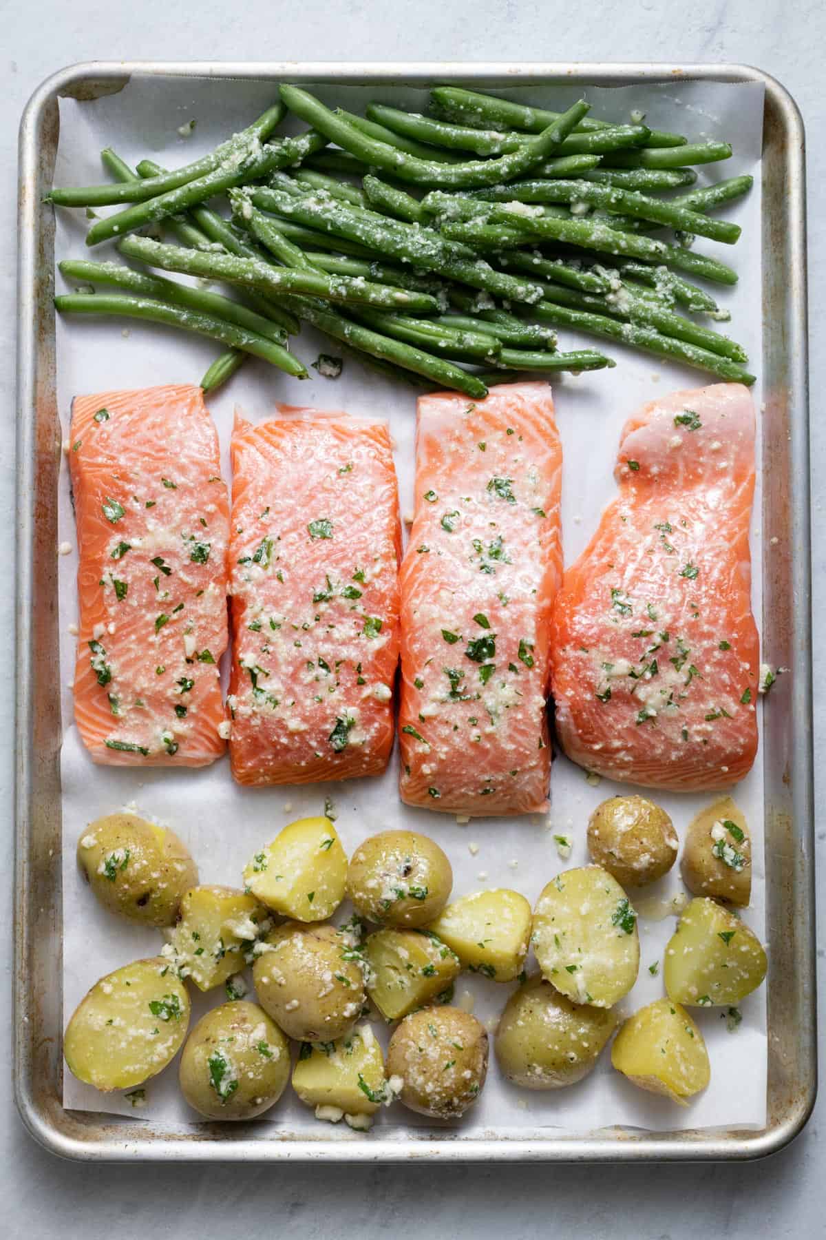 Recipe before baking on a sheet pan.