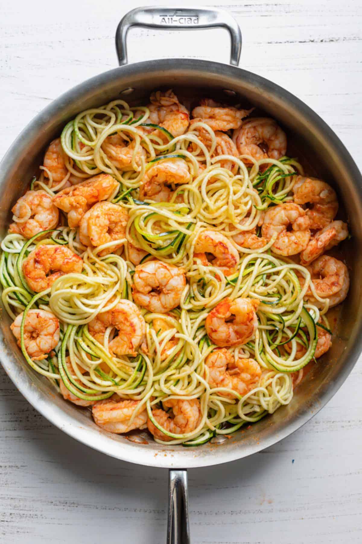 Shrimp scampi recipe with zoodles.