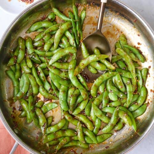 Spicy garlic edamame recipe.