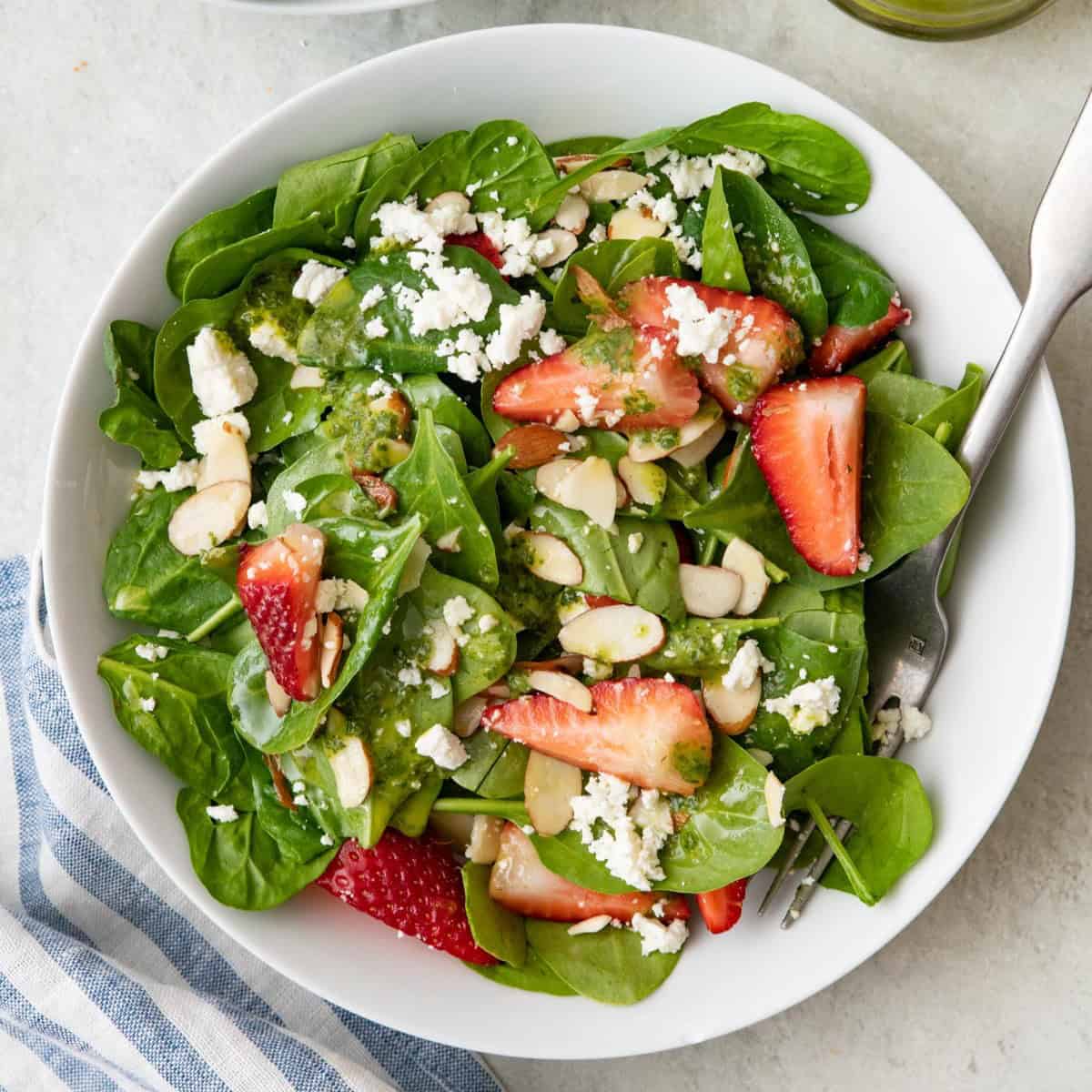 Spinach strawberry salad recipe with basil vinaigrette recipe.