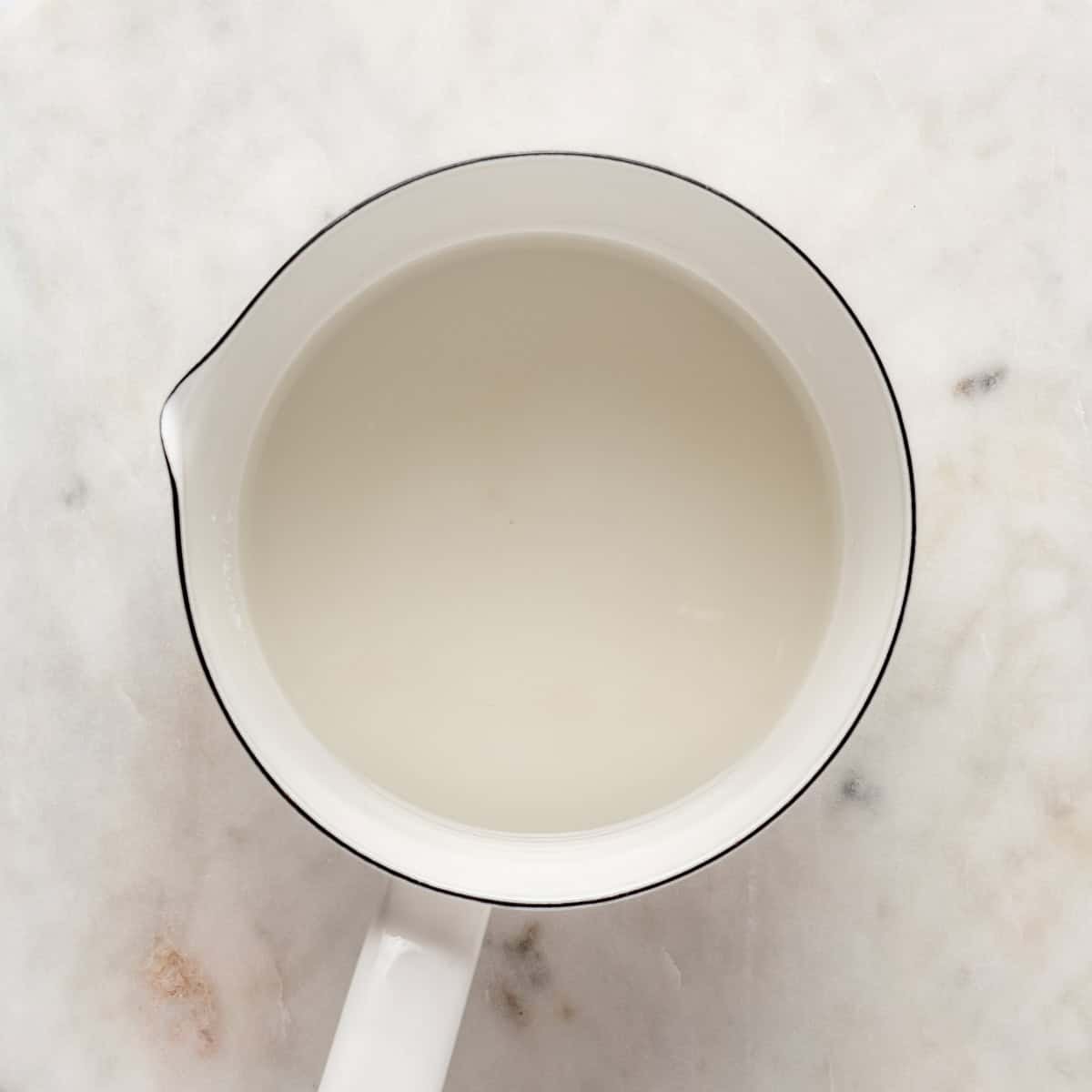 Sugar and water in a small saucepan.