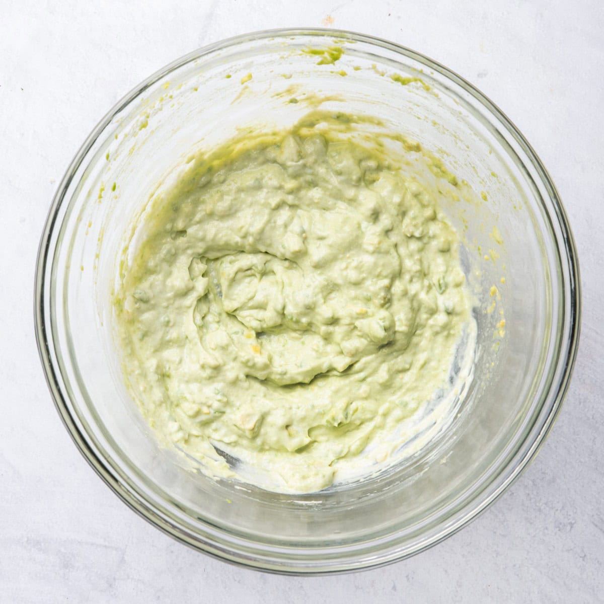 Creamy salad dressing after mixing.
