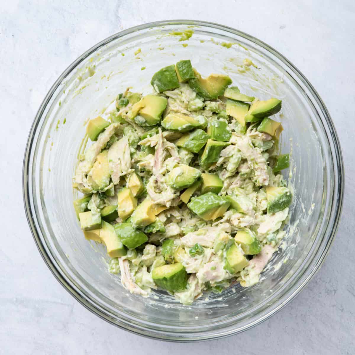 Recipe after tossing with extra diced avocado.