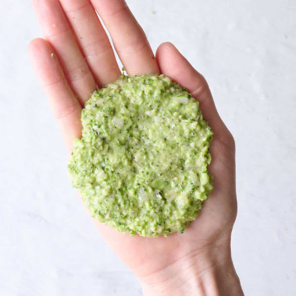 Mixture shaped into a patty.