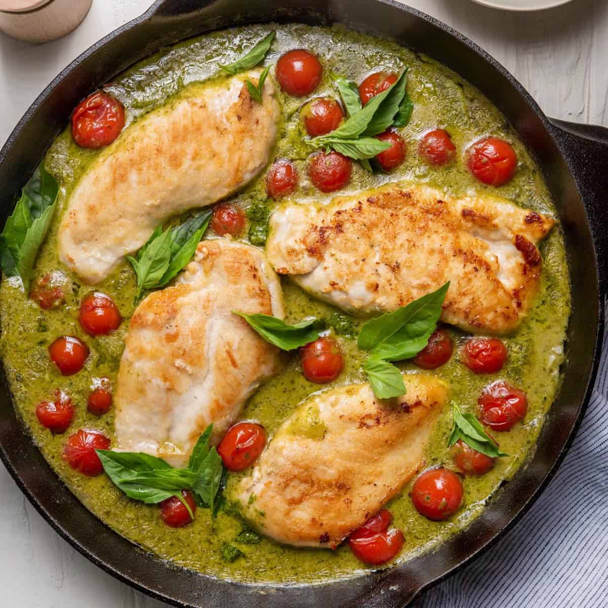 Creamy pesto chicken recipe.