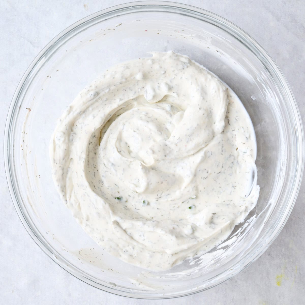 After mixing seasonings into yogurt and sour cream.