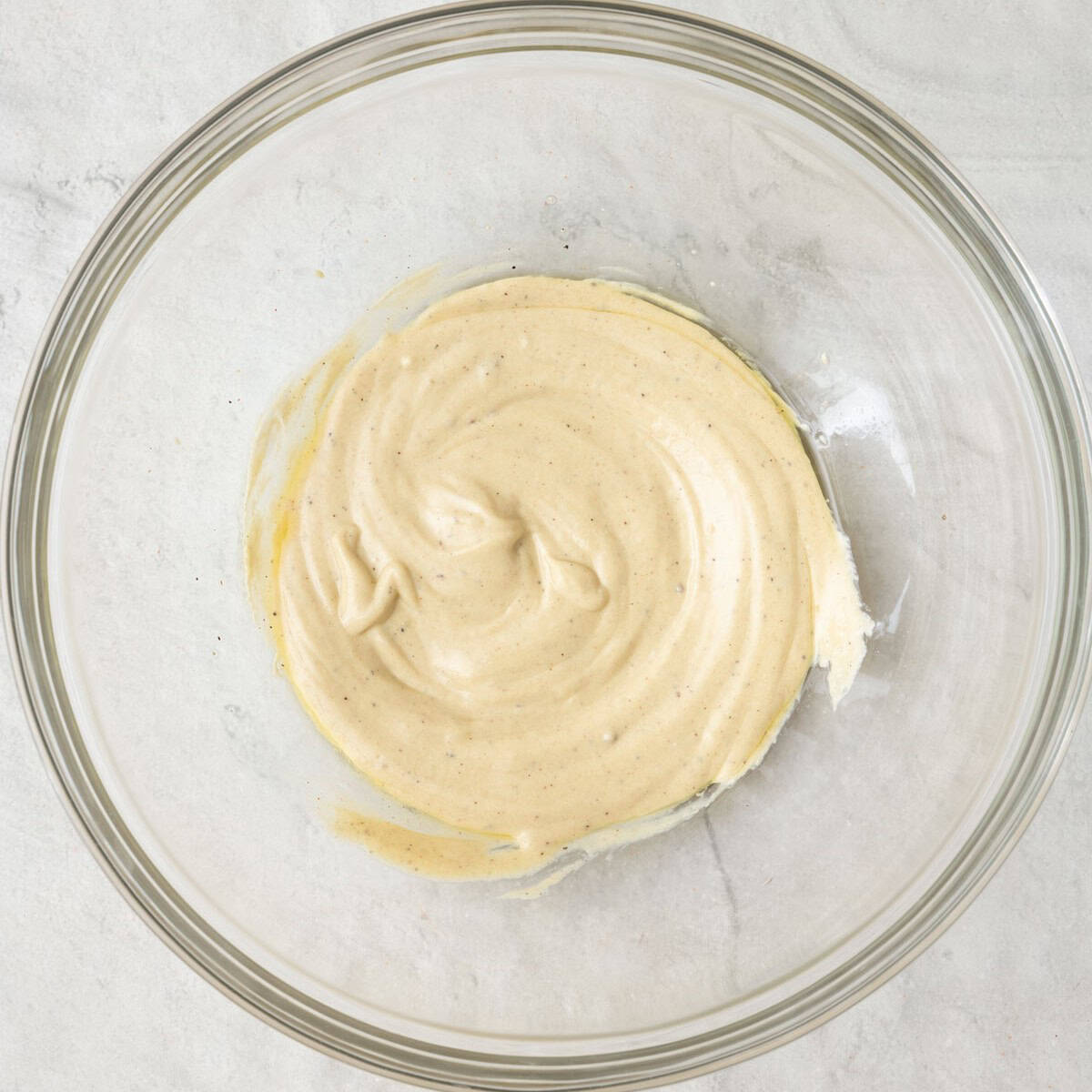 After whisking dressing.