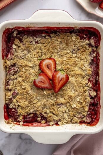 Strawberry rhubarb crisp recipe.