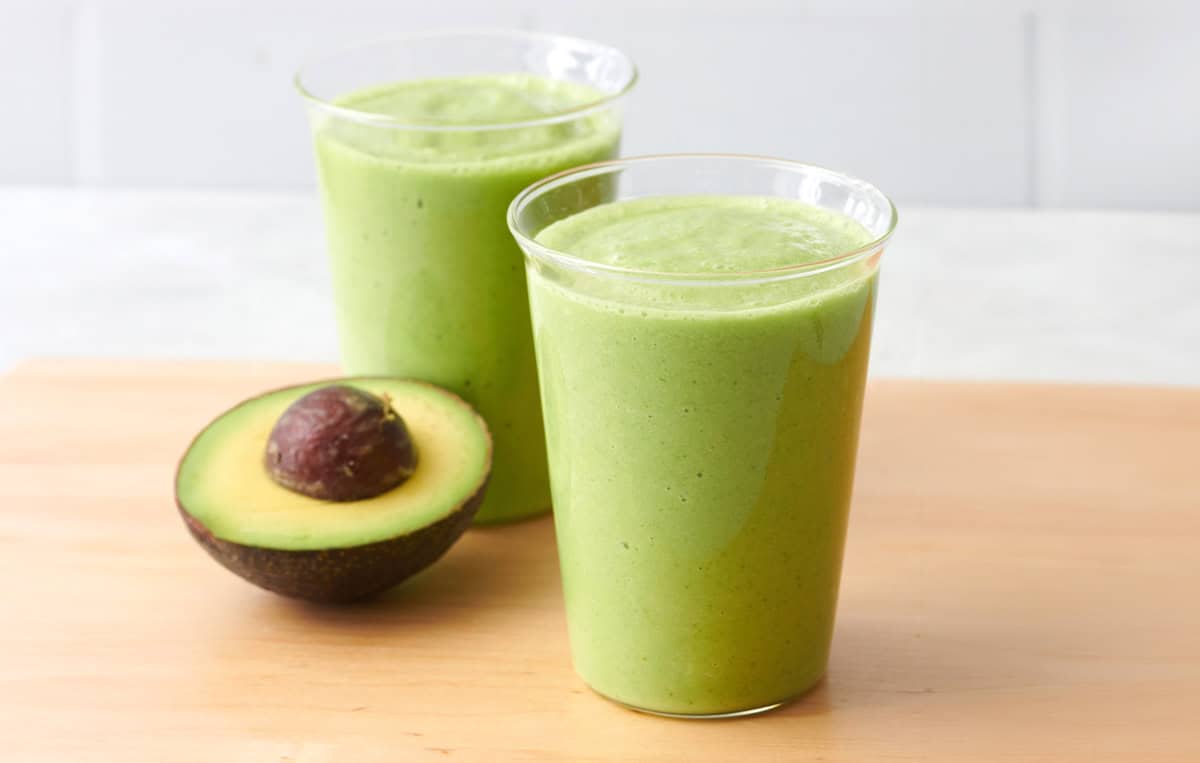 Easy avocado smoothies in glasses.
