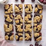 Cherry bars recipe cut into squares.