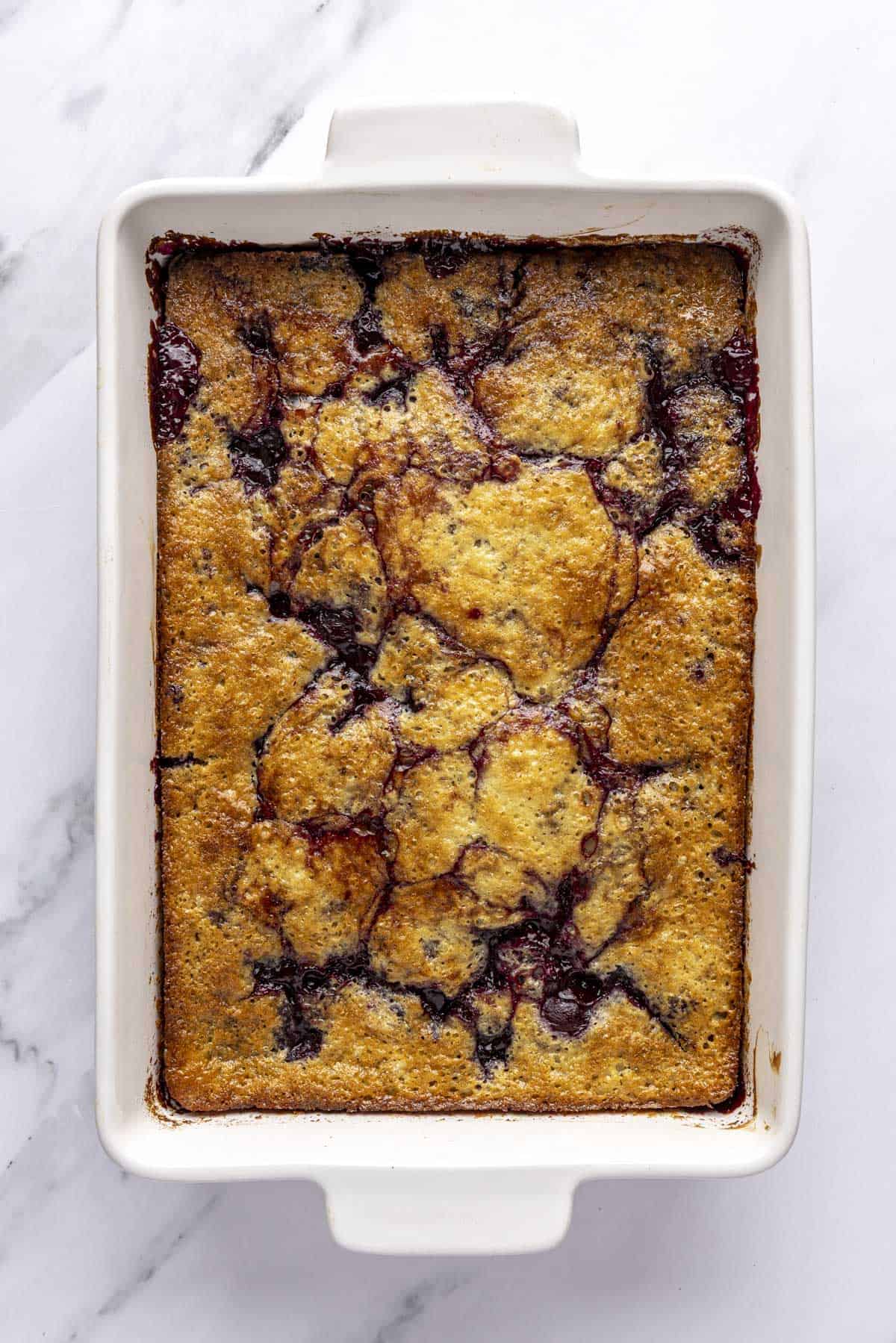 Cobber after baking until golden brown and bubbly.