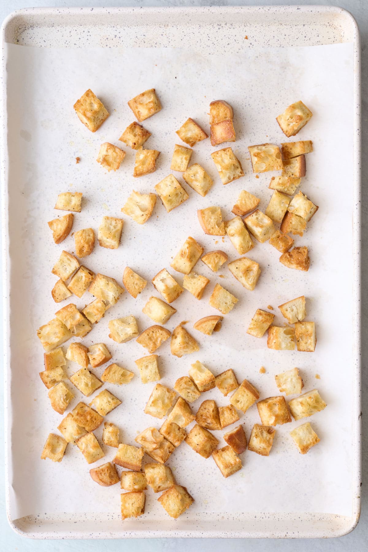 Croutons after baking.