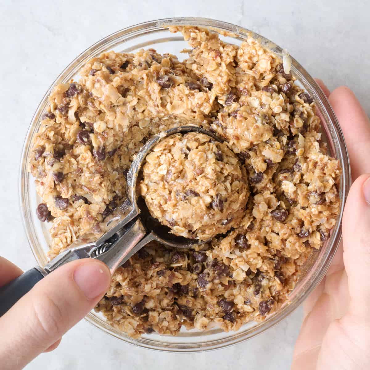 Scoop balls of recipe with a scoop.