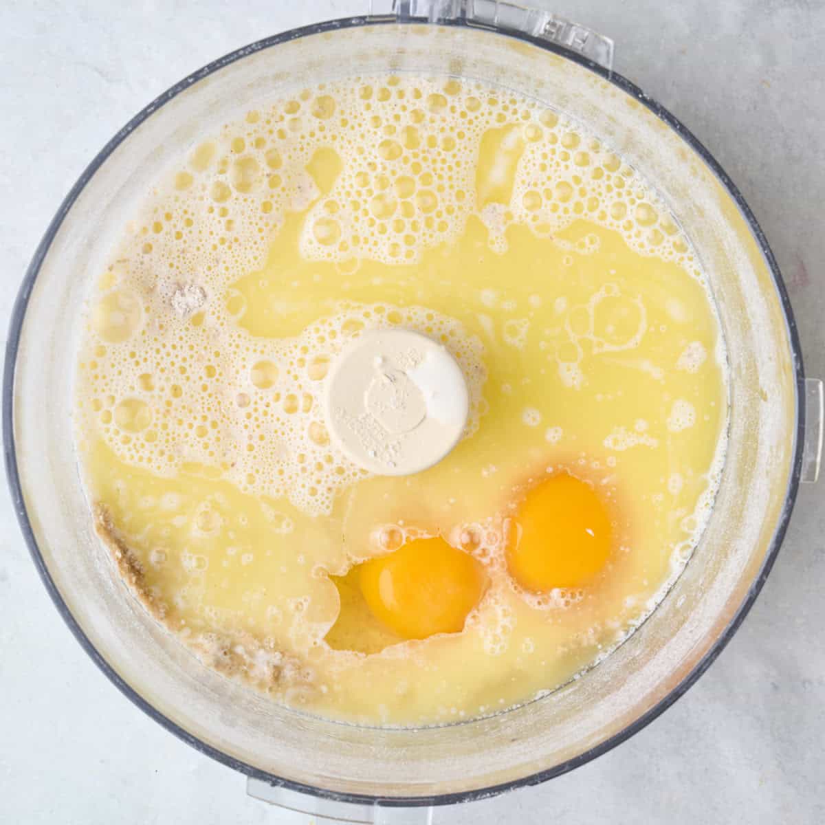 After processing into flour with eggs, milk and melted butter added.