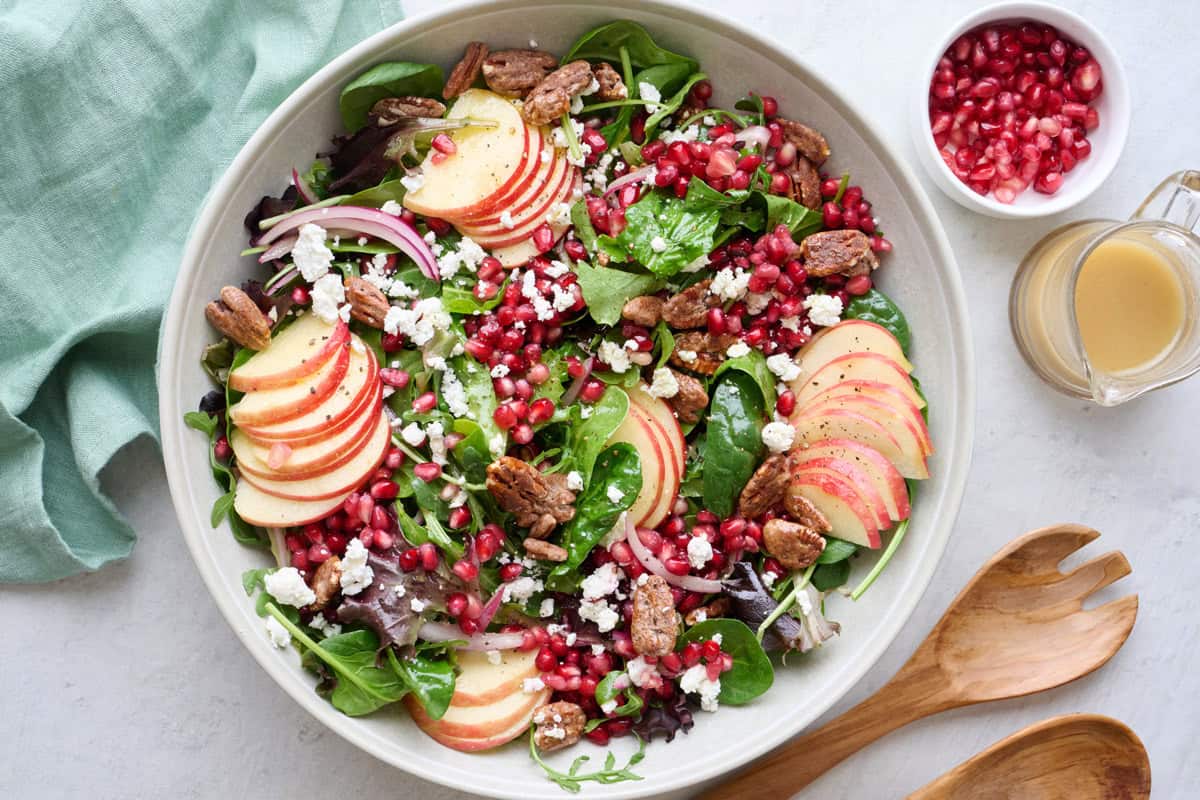 Fresh pomegranate salad recipe with apples.