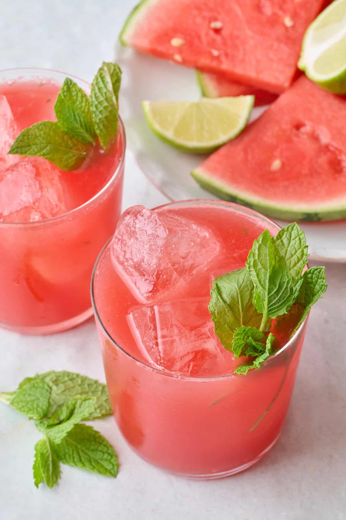 Homemade watermelon juice in a glass.