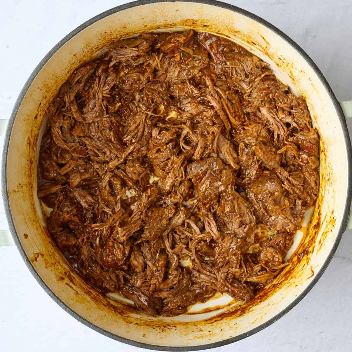 After tossing sauce and beef together.