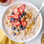 Steel cut oats recipe with toppings.