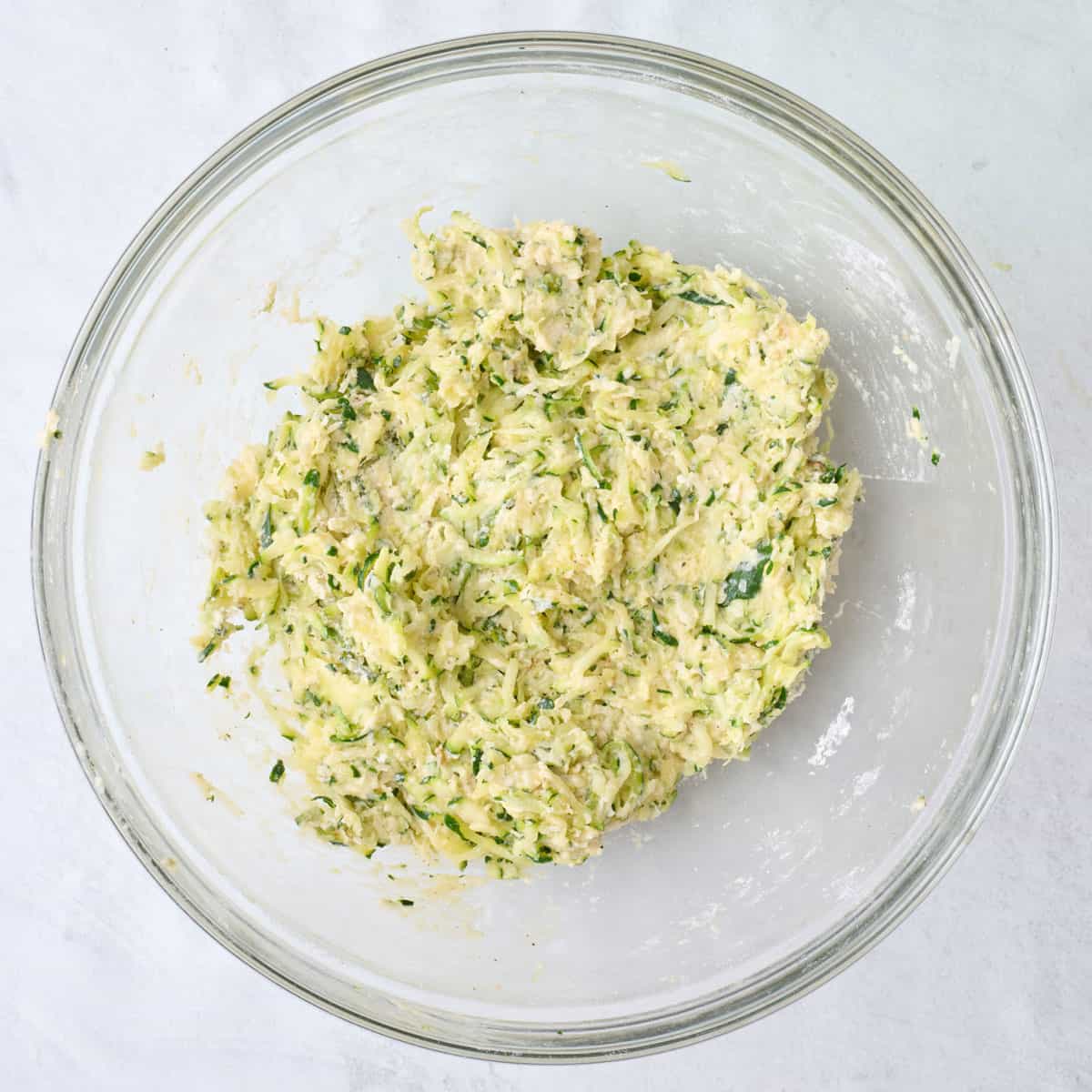 Zucchini mixture after combining with other ingredients.