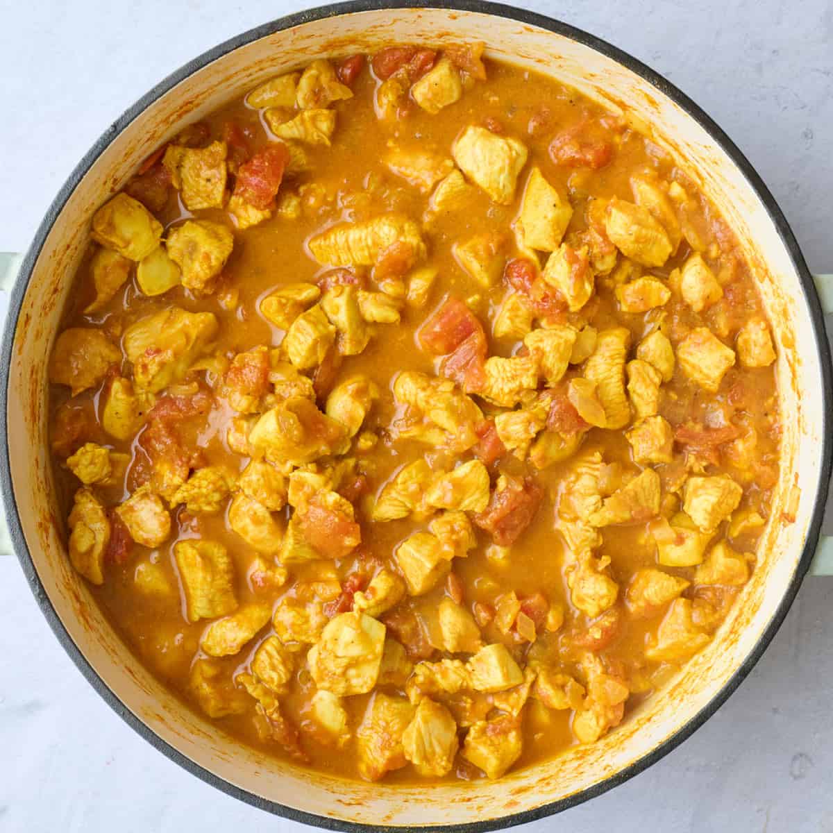 After recipe is cooked in a pot.