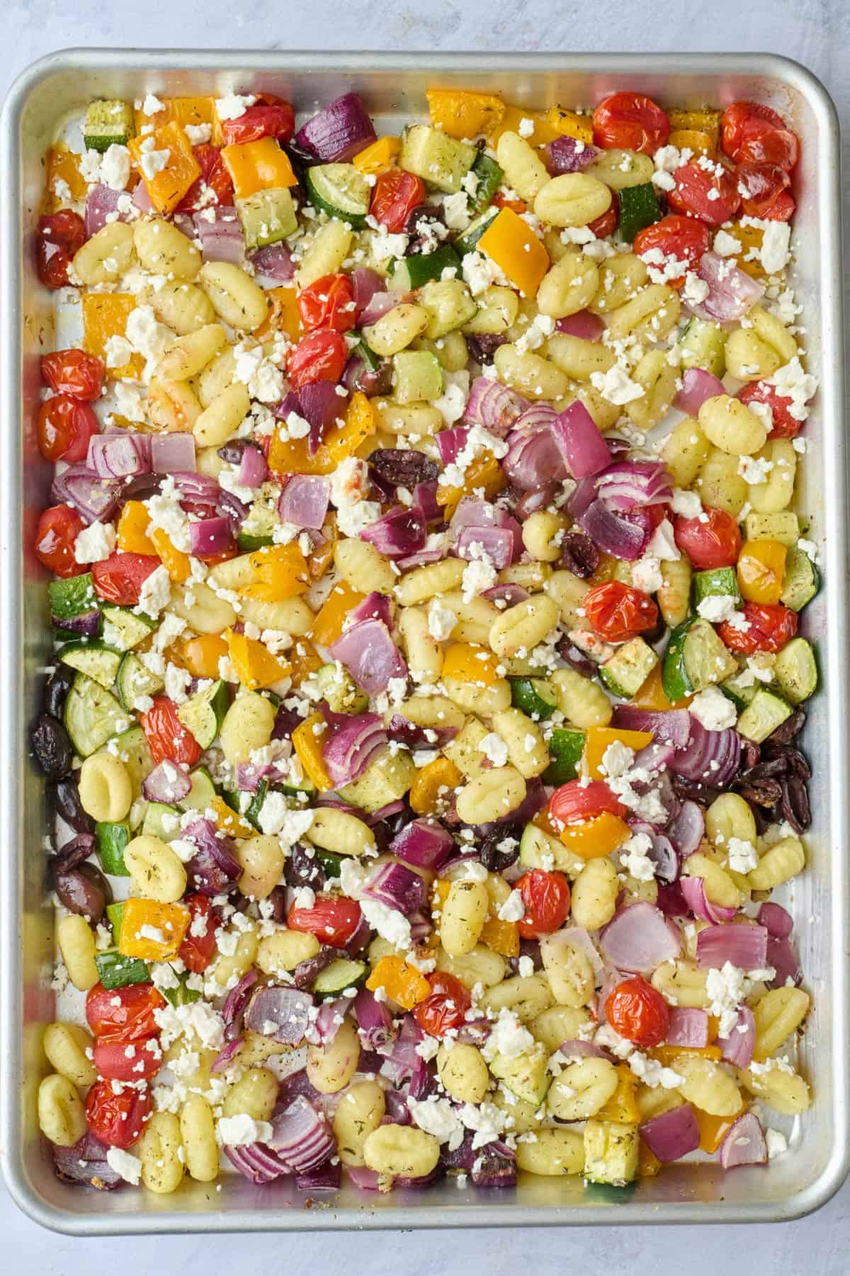 Partially roasted recipe with feta cheese added.