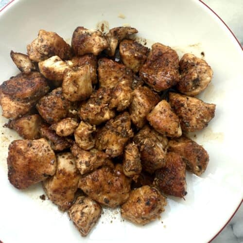 Easy chicken bites recipe showing in a bowl