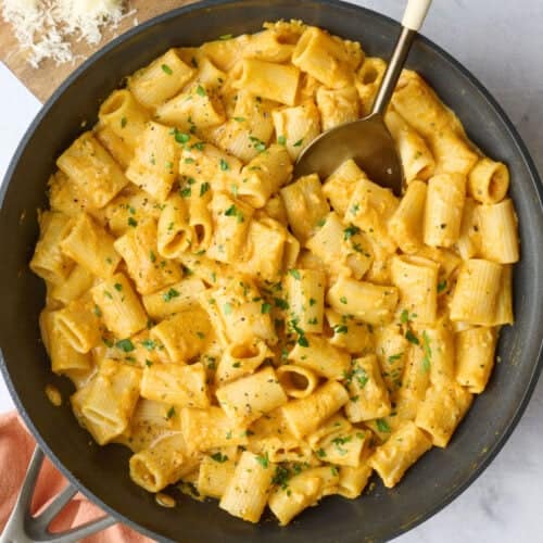 Creamy pumpkin pasta recipe.