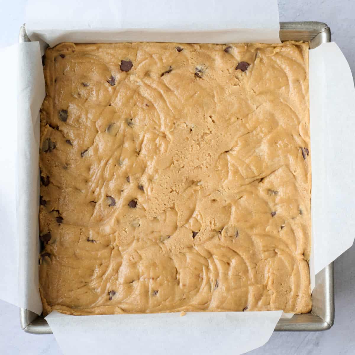 Mixture pressed into evenly into prepared pan.