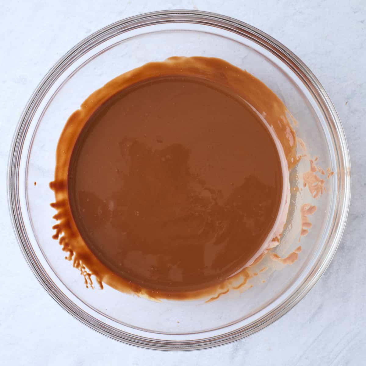 Melted peanut butter chocolate in a bowl.