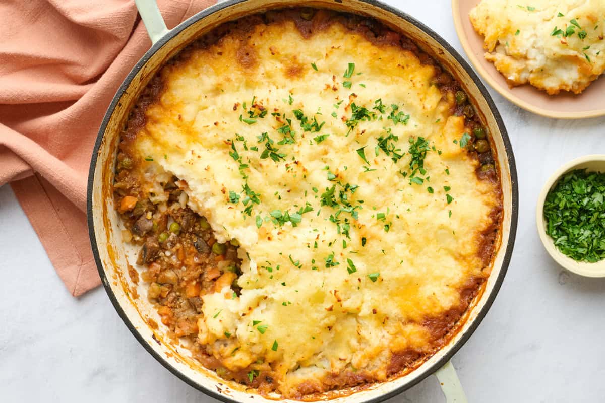 Homemade vegetarian shepherd's pie recipe.