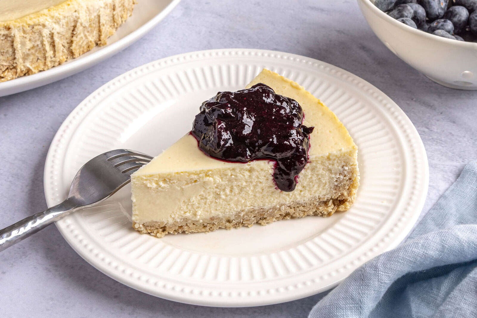 Cottage Cheese Cheesecake Recipe with Blueberry Topping