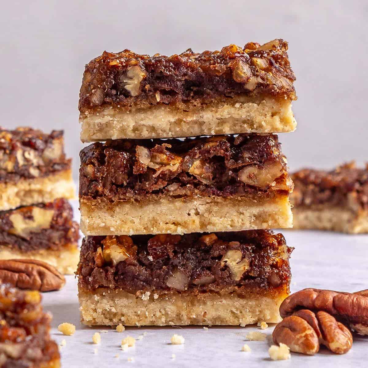 Easy pecan pie bars recipe.