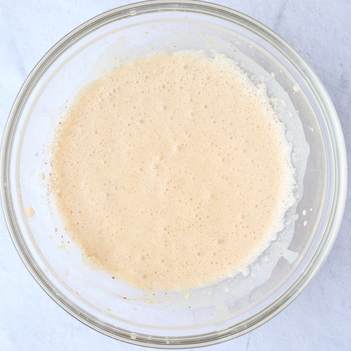 After whisking the pumpkin cream ingredients together in a bowl until thick and foamy.