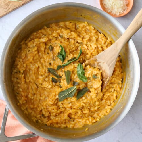 Easy pumpkin squash risotto recipe.