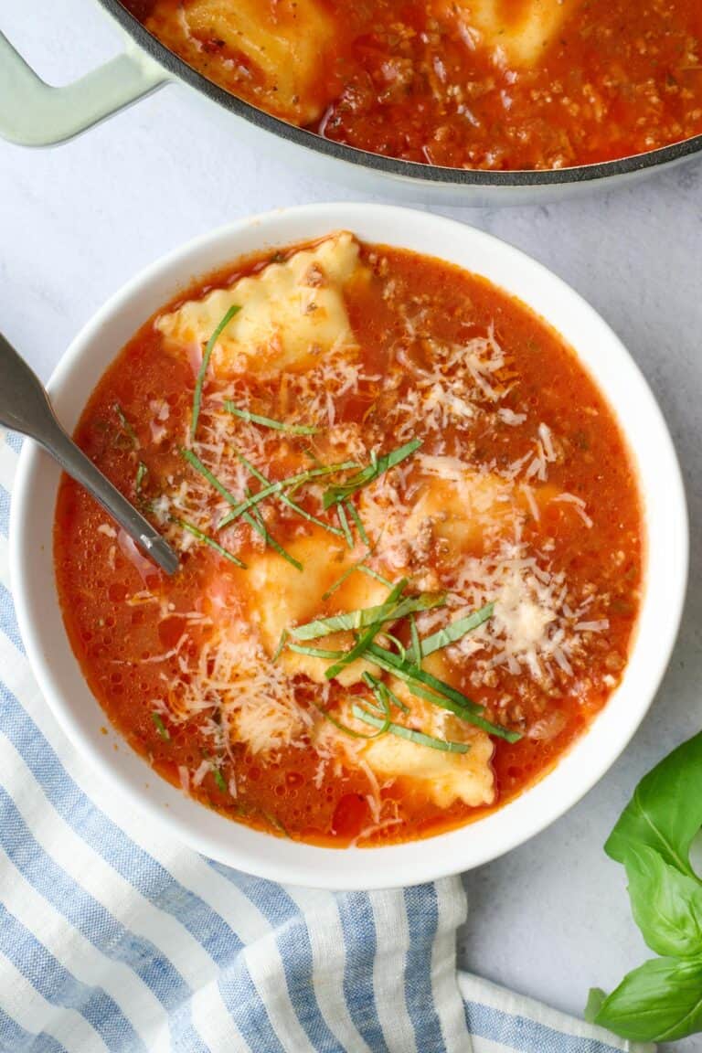 One Pot Ravioli Soup Recipe with Premade Ravioli