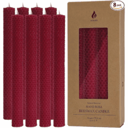 Burgundy Beeswax Taper Candles.