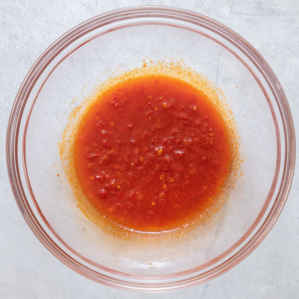 Harissa sauce after combining for salmon recipe.