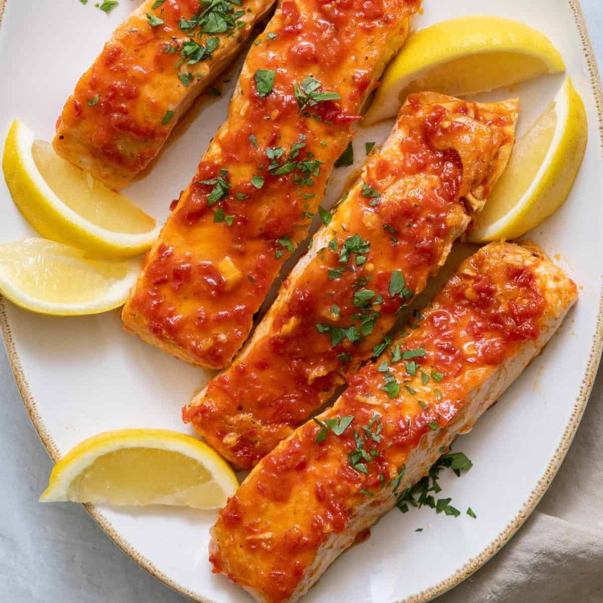 Easy harissa glazed salmon recipe.