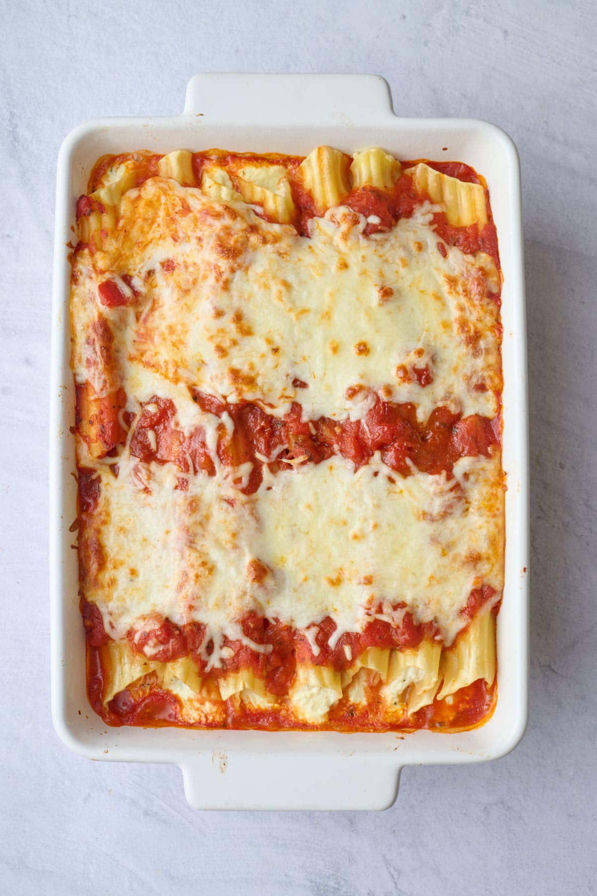 Manicotti recipe after baking.