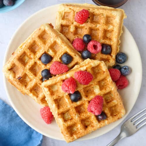 Easy cottage cheese waffle recipe.