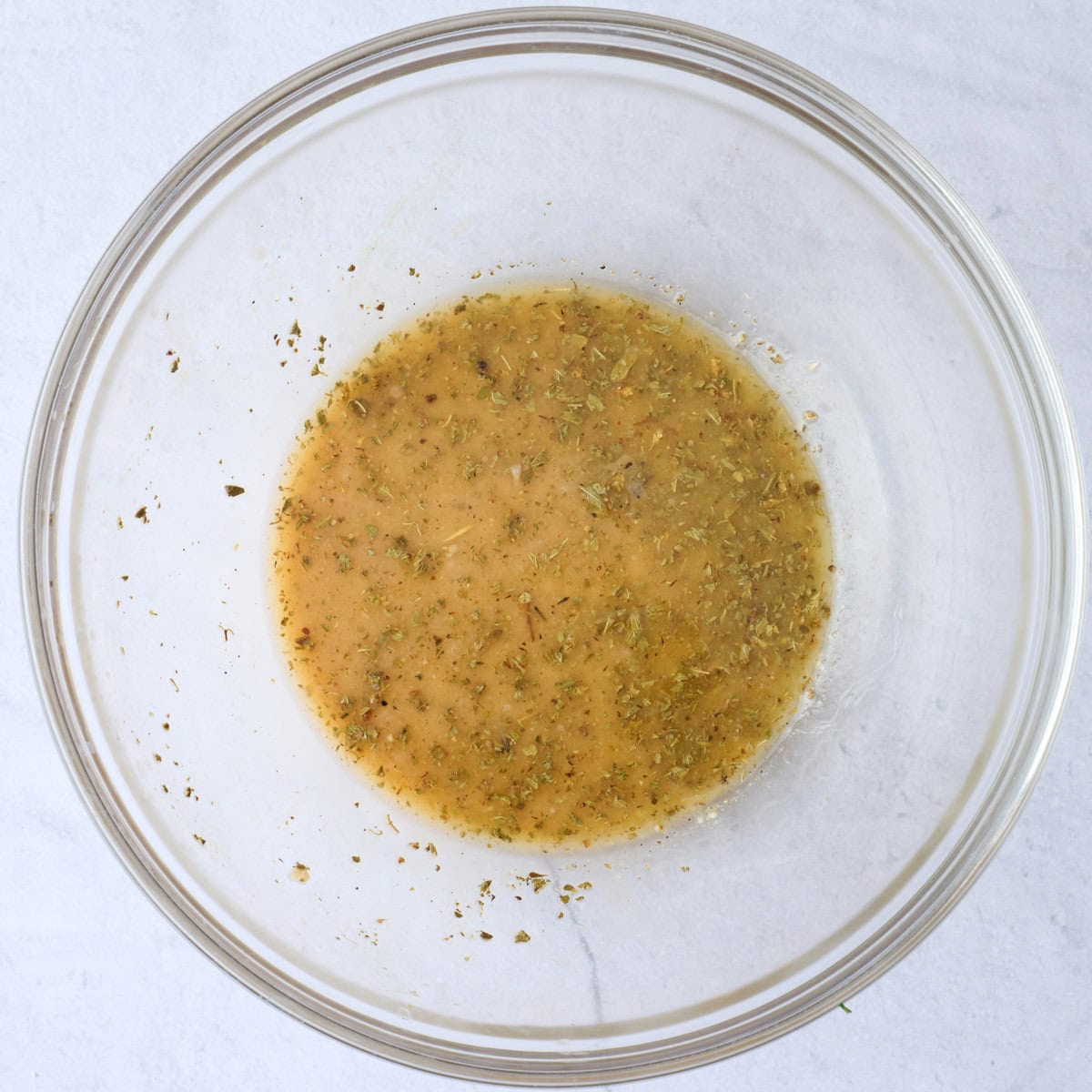 Italian salad dressing after combining in a bowl.
