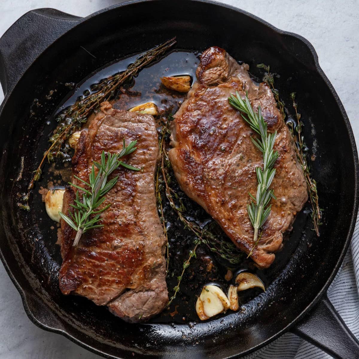 Cast iron skillet steak recipe.