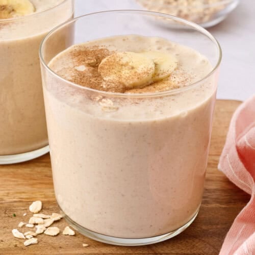 Oatmeal smoothie recipe with peanut butter.