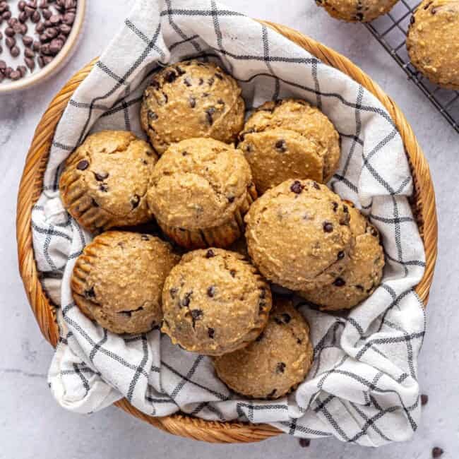 Protein muffins recipe with cottage cheese and chocolate chips.
